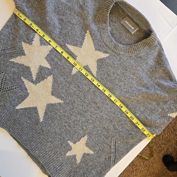 Zadig & Voltaire 100% Cashmere Markus C Star Sweater Grey Size XS Paris France - Picture 11 of 14